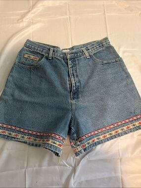 Lee Blue Denim Shorts with Floral Trim